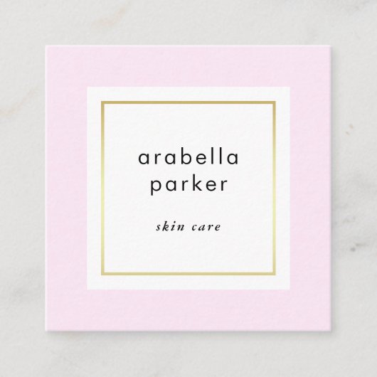 シックで魅力的なピンクおよびフェイクな金ゴールドの会合媒体 スクエア名刺 (正面)