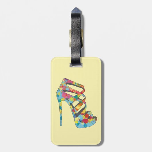 シックで魅力的なヴィンテージのバラの水のハイヒールの靴 ラゲッジタグ (裏面縦)