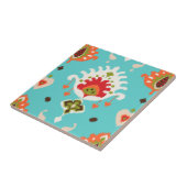 シックで鮮やかなターコイズの種族のイカットのプリント タイル (側面)