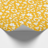 シックで黄色いクリスマスツリーのリース鐘 ラッピングペーパー (角)