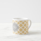 シックで黄色い連結パターンモノグラム エスプレッソカップ (正面右)