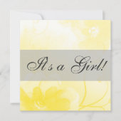 シックで黄色および灰色の花のベビーシャワーの招待状 招待状 (正面)