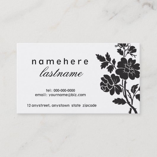 シックで黒いバラの名刺 名刺 (正面)