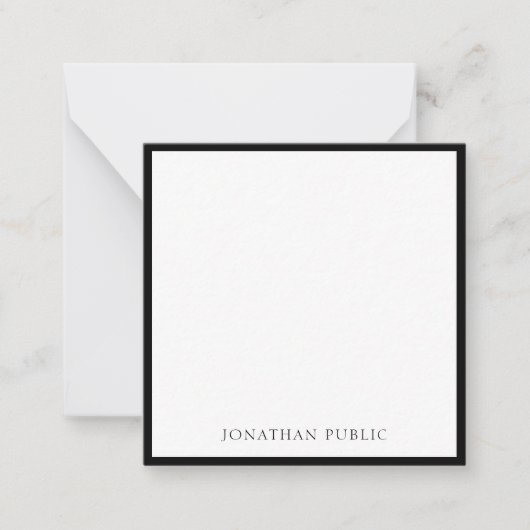 シックで黒いボーダー白くモダンでシンプルなテンプレートの上 ノートカード (正面)