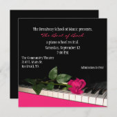 シックで黒い及びピンクのカスタムなピアノ演奏会の招待状 招待状 (正面/裏面)