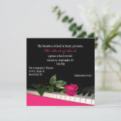 シックで黒い及びピンクのカスタムなピアノ演奏会の招待状 招待状 (スタンド正面)