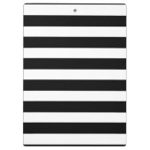 シックで黒い及び白のストライプのパーソナライズなモノグラム クリップボード (裏面)