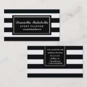 シックで黒い及び白のストライプのプロフェッショナルのテンプレート 名刺 (正面/裏面)