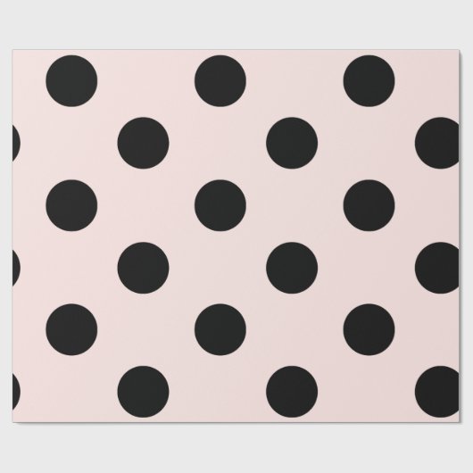 シックで黒い水玉模様パターン及び赤面のピンクの結婚式 ラッピングペーパー (フラット)
