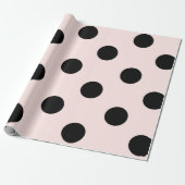 シックで黒い水玉模様パターン及び赤面のピンクの結婚式 ラッピングペーパー (アンロールド)