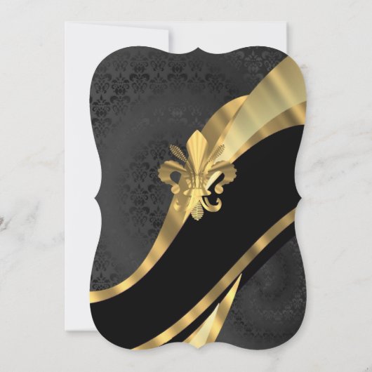 シックで黒い金ゴールドのエレガントでフォーマルな結婚式 招待状 (裏面)
