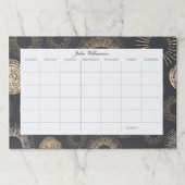 シックで黒い金ゴールドの点のカスタムな机の月例プランナー ペーパーパッド (正面)