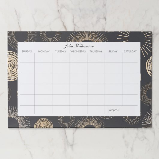 シックで黒い金ゴールドの点のカスタムな机の月例プランナー ペーパーパッド (正面)