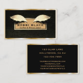 シックで黒い革金ゴールドのまつげ延長化粧 名刺 (正面/裏面)