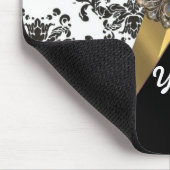 シックで黒く及び白いダマスク織及び金ゴールド マウスパッド (コーナー)