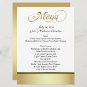 シックで黒く、白い、および金ゴールドのカスタムな結婚式メニュー メニュー (正面/裏面)