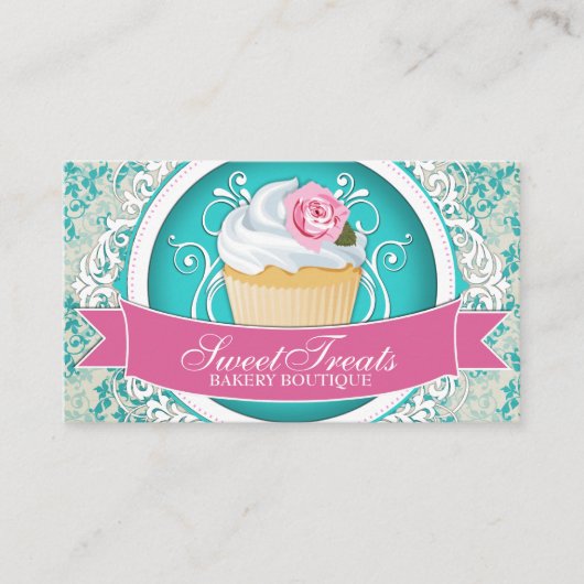 シックで、エレガントなカップケーキの名刺 名刺 (正面)