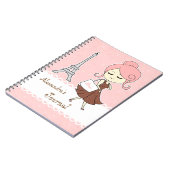 シックで、粋なパリエッフェル塔の女の子らしい女の子 ノートブック (左側)