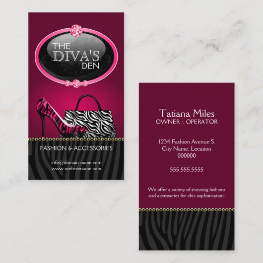 シックで、粋なファッション 名刺 (正面/裏面)