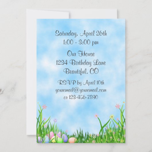 シックとイースターバスケット1st誕生日招待状 招待状 (裏面)