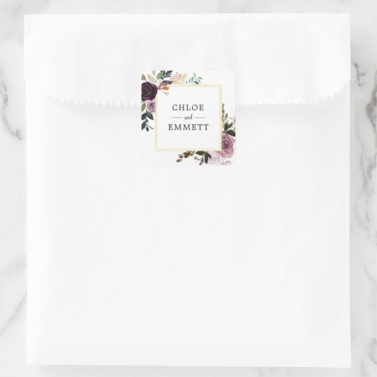 シックとエレガントカスタムフローラ結婚ズ スクエアシール (バッグ)