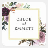シックとエレガントカスタムフローラ結婚ズ スクエアシール (正面)