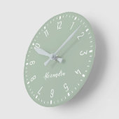 シックとエレガントカメオグリーンとホワイト ラウンド壁時計 (傾斜)