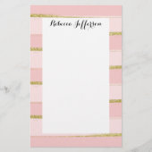 シックとエレガント金ゴールドピンストライプク 便箋 (正面)
