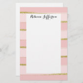 シックとエレガント金ゴールドピンストライプク 便箋 (正面/裏面)