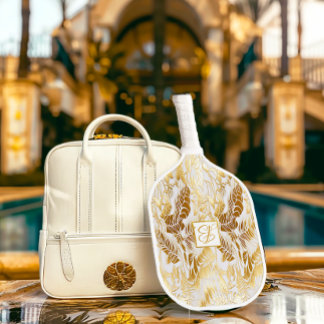 シックとスタイリッシュモンテモノグラムのラギルド金ゴールド ピックルボールラケット