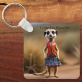 シックとスタイリッシュ:Meerkat Girl in Skirt and Jacket キーホルダー (正面)