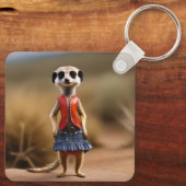 シックとスタイリッシュ:Meerkat Girl in Skirt and Jacket キーホルダー (裏面)