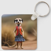 シックとスタイリッシュ:Meerkat Girl in Skirt and Jacket キーホルダー (裏面)