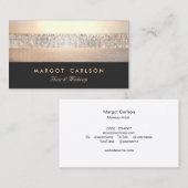 シックとセクエレガントイン金ゴールドブラックストライプの 名刺 (正面/裏面)