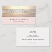 シックとセクエレガントイン金ゴールドライトピンクストライプの 名刺 (正面/裏面)