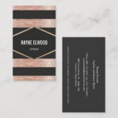 シックとトレンディーストライプのブラックと銅のシークイン 名刺 (正面/裏面)