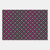 シックとトレンディーマゼンタブラックとホワイト市松模様に ラッピングペーパーシート (正面)