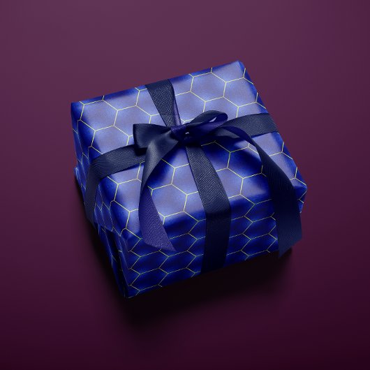 シックとネイビモダンーと金ゴールド幾何学模様 ラッピングペーパー