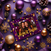 シックとフェスティバルパープルと金ゴールド紙吹雪写真 シーズンカード