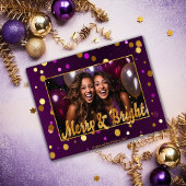 シックとフェスティバルパープルと金ゴールド紙吹雪写真 シーズンカード