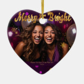 シックとフェスティバルパープルと金ゴールド紙吹雪 セラミックオーナメント (正面)