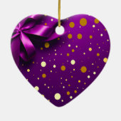 シックとフェスティバルパープルと金ゴールド紙吹雪 セラミックオーナメント (裏面)