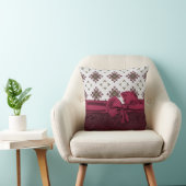 シックなあずき色のダマスク織の枕 クッション (椅子)