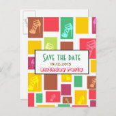 シックなおもしろいカラフル誕生日日付ポストカードの保存 案内ポストカード (正面/裏面)