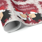 シックなおもしろいクリスマスサンタカートゥーン羊 ラッピングペーパー (ロールコーナー)