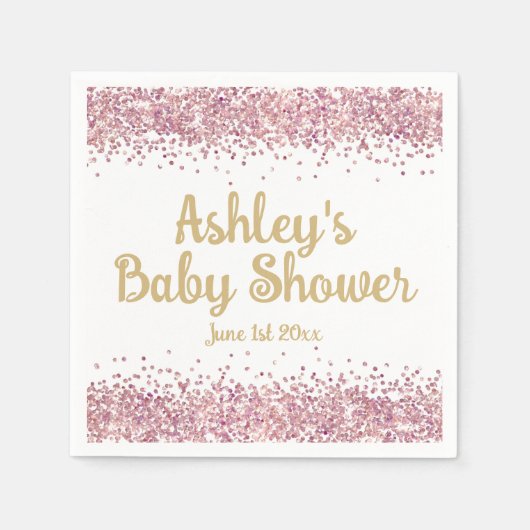 シックなおもしろいピンク女の子ベビーシャワーモダン紙 スタンダードカクテルナプキン (正面)