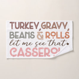 シックなおもしろい感謝祭トルコ豆カセロール ハンドタオル