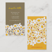 シックなお洒落で白いデイジーおよびかわいく赤いてんとう虫 名刺 (正面/裏面)