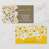 シックなお洒落で白いデイジーおよびかわいく赤いてんとう虫 名刺 (正面/裏面)