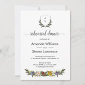 シックなお洒落ヴィンテージフローラリハーサルディナー 招待状 (正面)